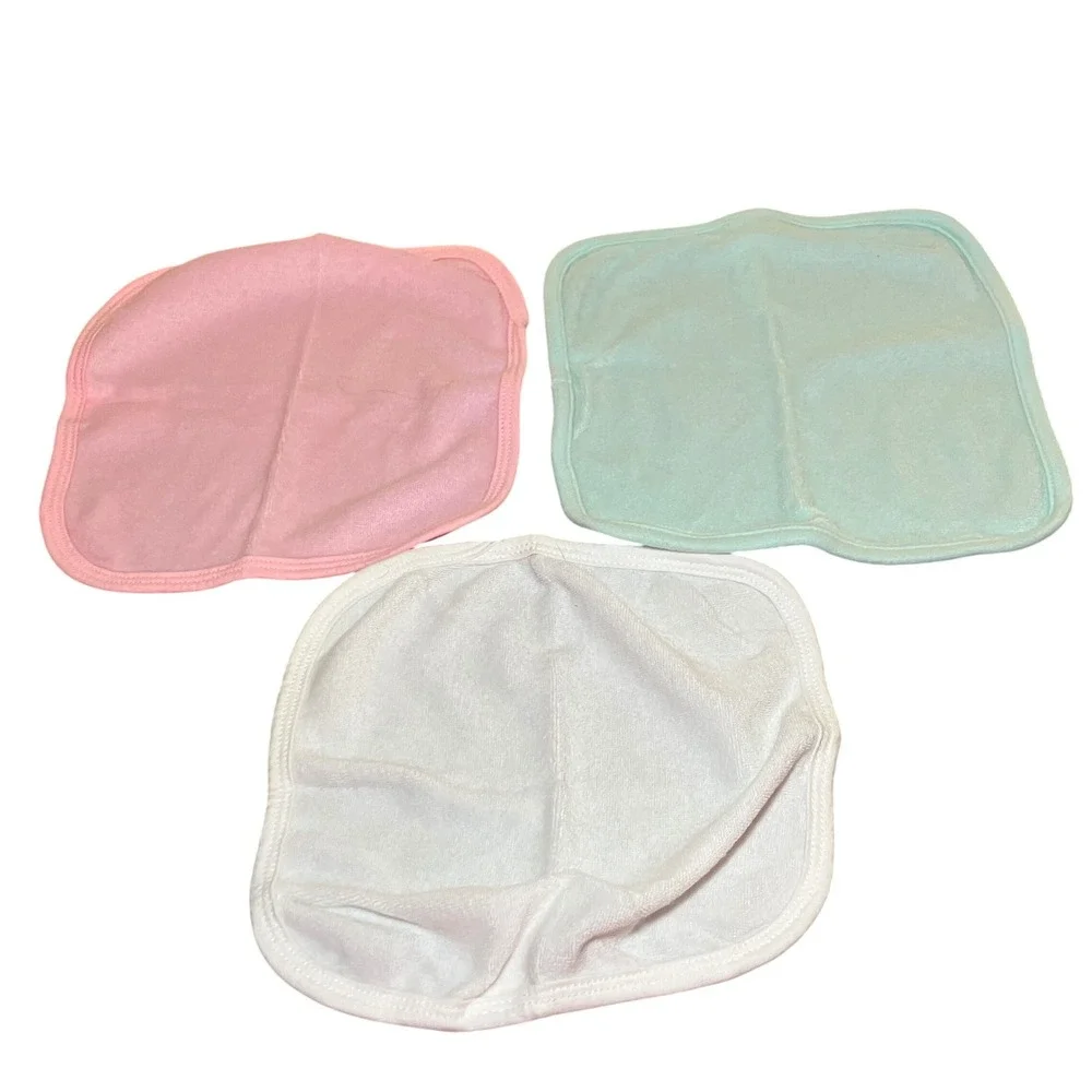 Gerber Nuby Baby Washcloths Set 6 Pink White Mint Green Good Bow Embroidery